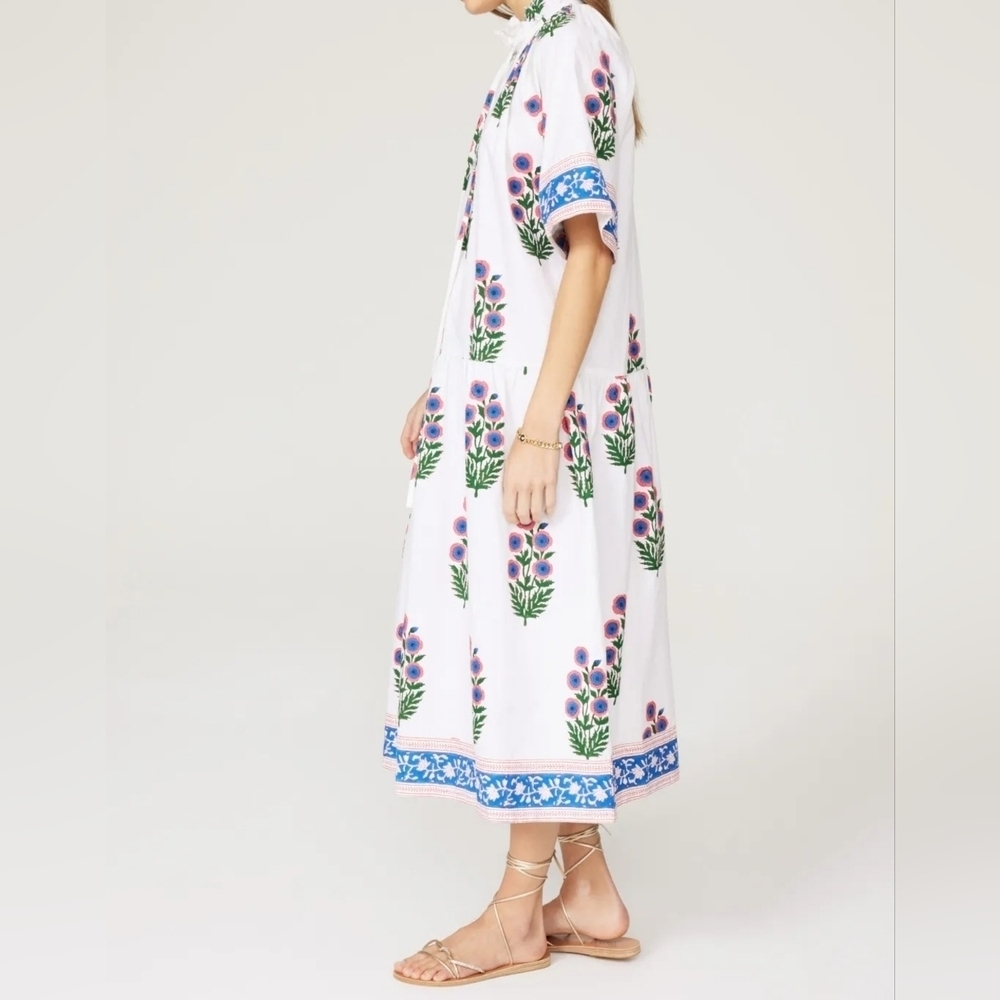 SZ Blockprints Women's Oversized Floral Embroidered Frock Yuva Midi Dress, XS - Picture 5 of 14